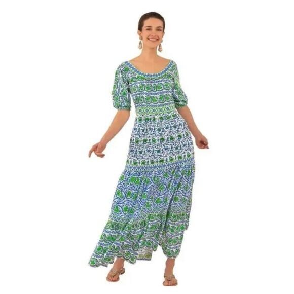 Gretchen Scott Womens Maxi Dress Large All Dolled Up East India Tiered Cotton - Picture 1 of 16